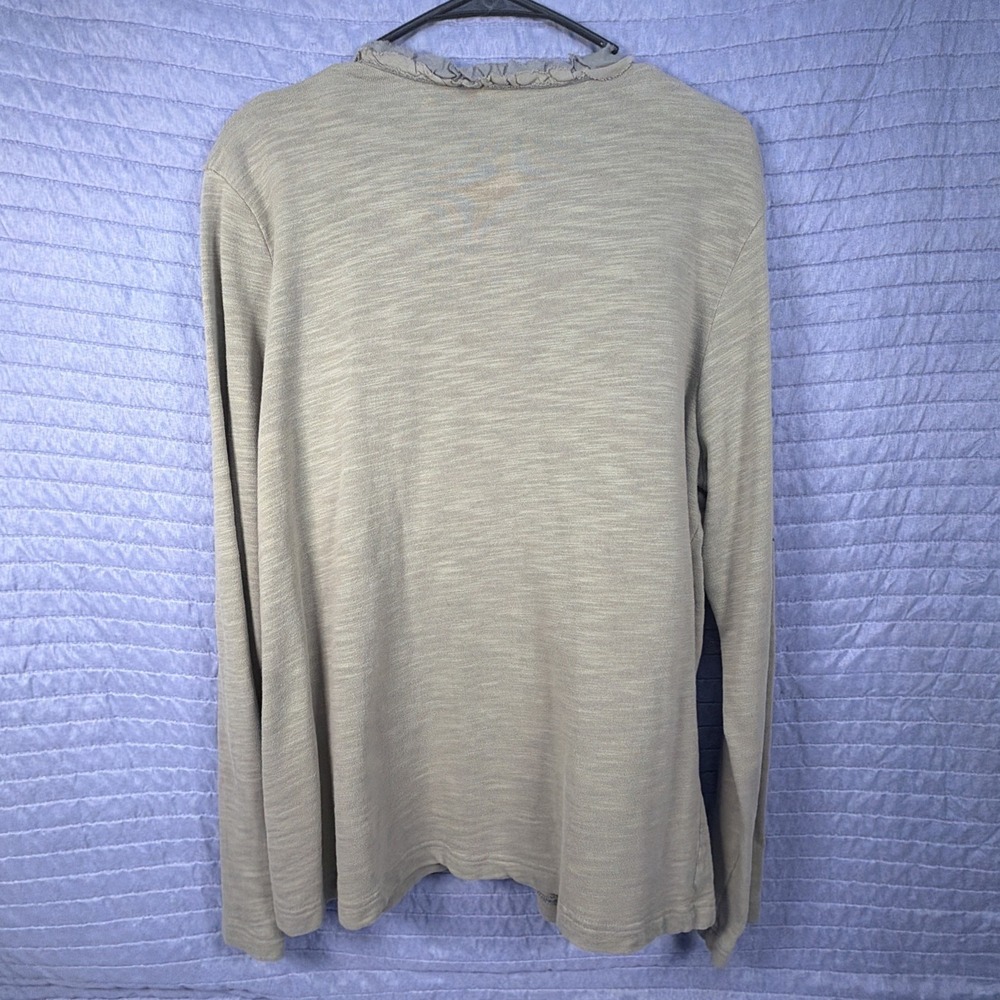 Eddie Bauer Cardigan Sweater Womens XL Olive Gray Button Front Boho Trim - Picture 5 of 9